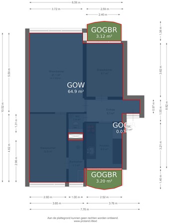 Floorplan - Haringvlietstraat 120, 7417 TK Deventer